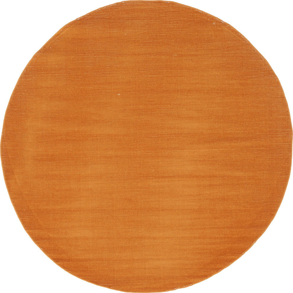 Unique Loom Orange Solid Williamsburg 5' 0 x 5' 0 Round Rug