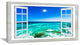 "Open Window To Wavy Ocean" Seashore Canvas Art, 40"x20"