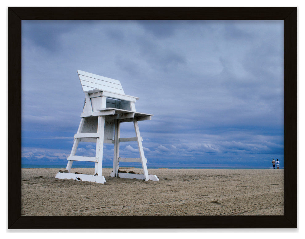 Approaching Storm Landscape Photo Paper Coastal Art Framed Wall Art Print, Black, 24" X 36"
