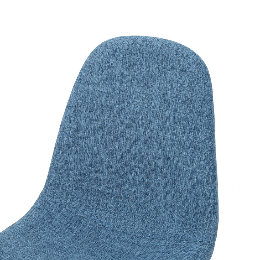 GDF Studio Resta Fabric Dining Chairs With Wood Finished Metal Legs, Set of 2, Muted Blue/Light Brown
