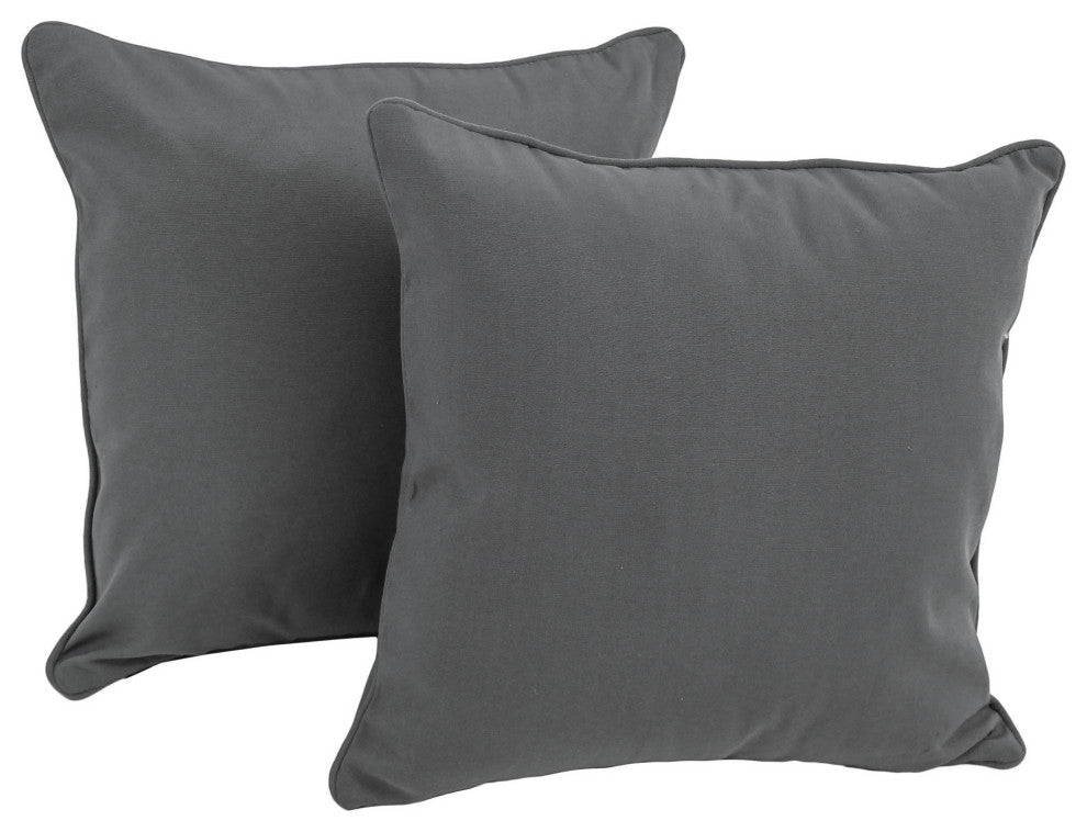 18" Double-Corded Solid Twill Square Throw Pillows, Set of 2, Steel Gray