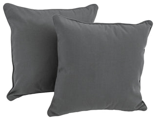 18" Double-Corded Solid Twill Square Throw Pillows, Set of 2, Steel Gray