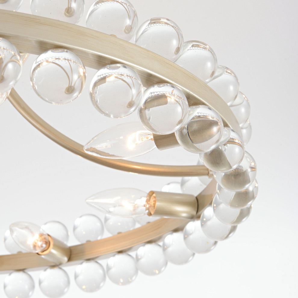 Cervine 8-Light Wagon Wheel Crystal Semi-Flush Mount, Brushed Champagne Silver