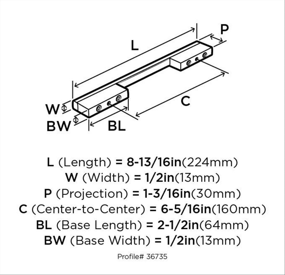 Separa 6-5/16 in (160 mm) Center-to-Center Polished Chrome Cabinet Pull