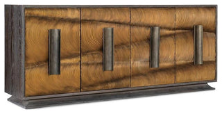 Melange Swaley Four Door Wood Credenza in Dark Brown Finish by Hooker Furniture