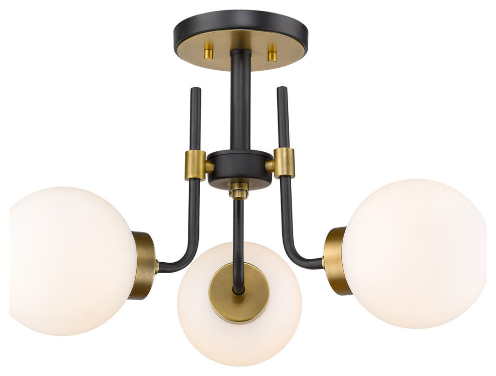 Zlite 477-3SF-MB-OBR 3-Light Semi Flush Mount, Opal