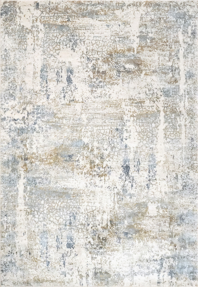 Quartz Ivory and Blue Area Rug, 2.2'x7.7'