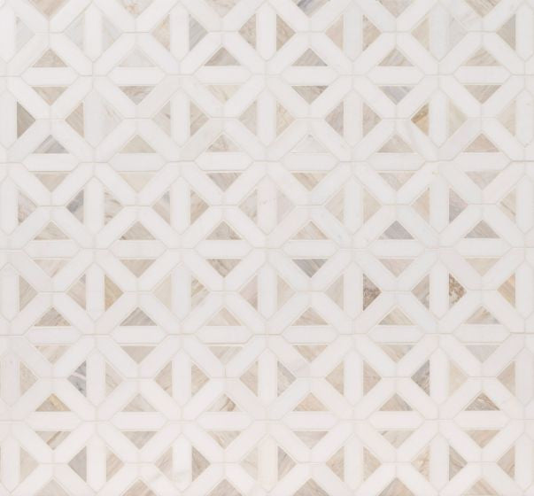 Angora Geometric Pattern 12X12 Polished Marble Mosaic, (4x4 or 6x6) Sample