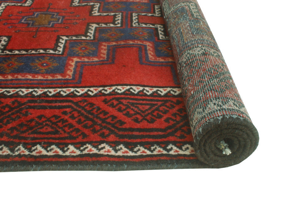 Fine Vintage Distressed Helmand Red/Blue Runner, 3'1x9'3