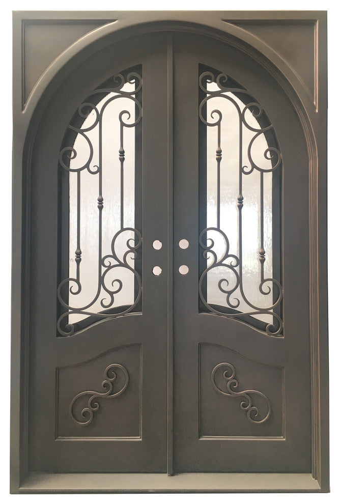 64"x96" Exterior Wrought Iron Door With Low-E Double Glass