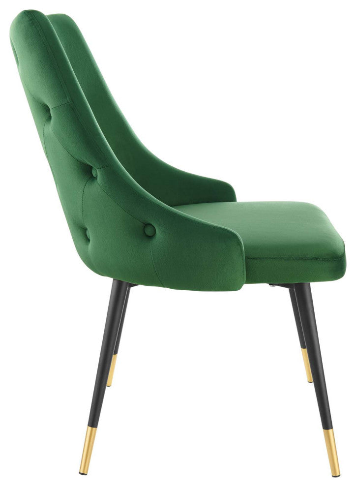 Adorn Dining Side Chair Performance Velvet Set of 2 Emerald