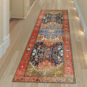 Marina Heriz Indoor/Outdoor Rug, Red, 1'11"x7'6"