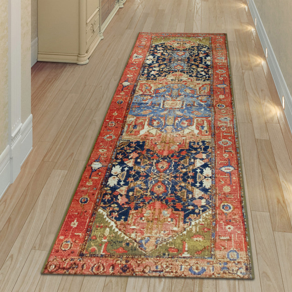 Marina Heriz Indoor/Outdoor Rug, Red, 1'11"x7'6"