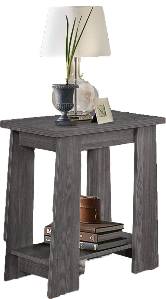 Side Table, Dark Gray Oak Particle Board WithPaper Ve Dark Gray