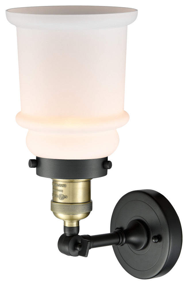 Canton 1-Light Sconce, Black Antique Brass, Matte White