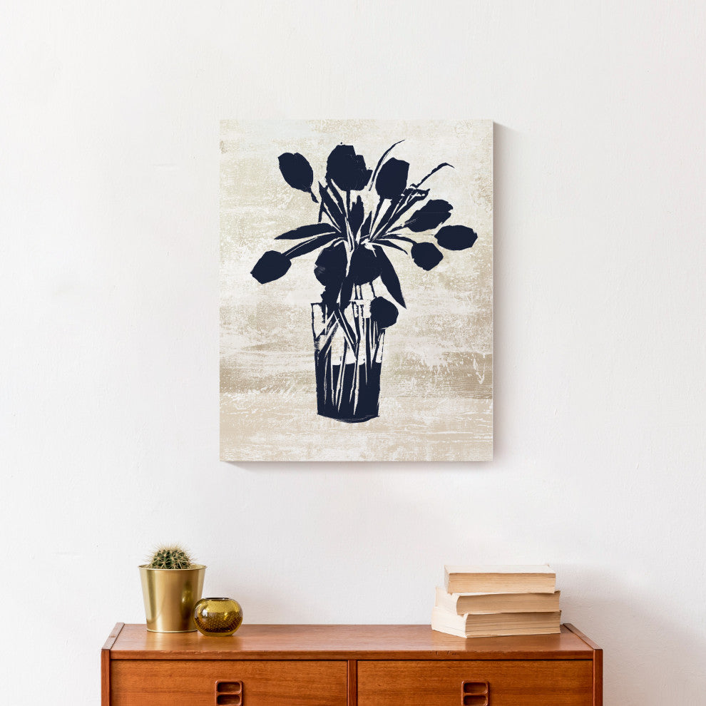 Navy Flower Vase 16x20 Canvas Wall Art