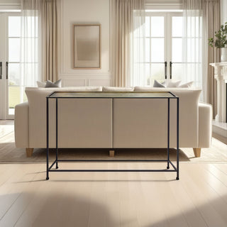 48" Console Sofa Table Bronze Tray Top Industrial Iron Frame Black Brown