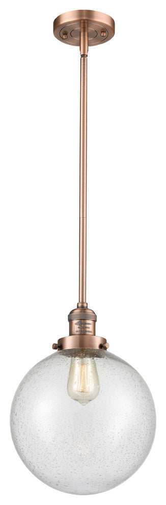 X-Large Beacon 1-Light Mini Pendant, Antique Copper, Seedy