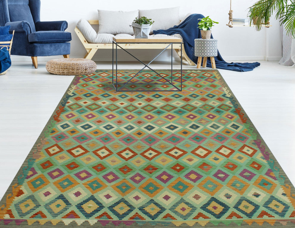 Sangat Kilim Ellianna Light green/Rust Rug, 7'11x11'0