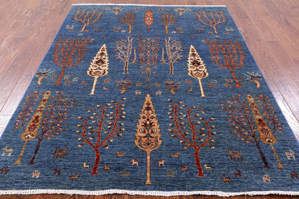 Tribal Persian Gabbeh Hand Knotted Rug 5' 9" X 7' 9" Q4941