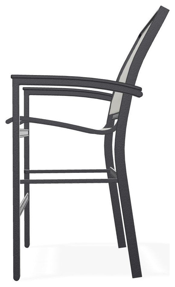 Bazza Sling Balcony Height Stackable Outdoor Stool, Smoke/Black