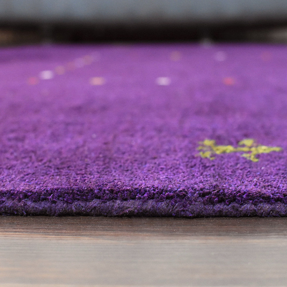 HAND KNOTTED LOOM SILK ECO-FRIENDLY AREA RUG-6'x9',Rectangle,Purple,Contemporary