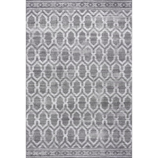 Nuloom Fae Geometric Machine Washable Indoor/Outdoor Area Rug, Grey 5'x8'