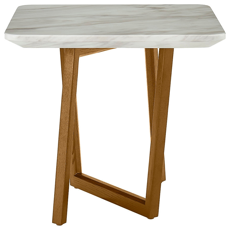 Modrest James Mid Century Walnut + Ceramic End Table