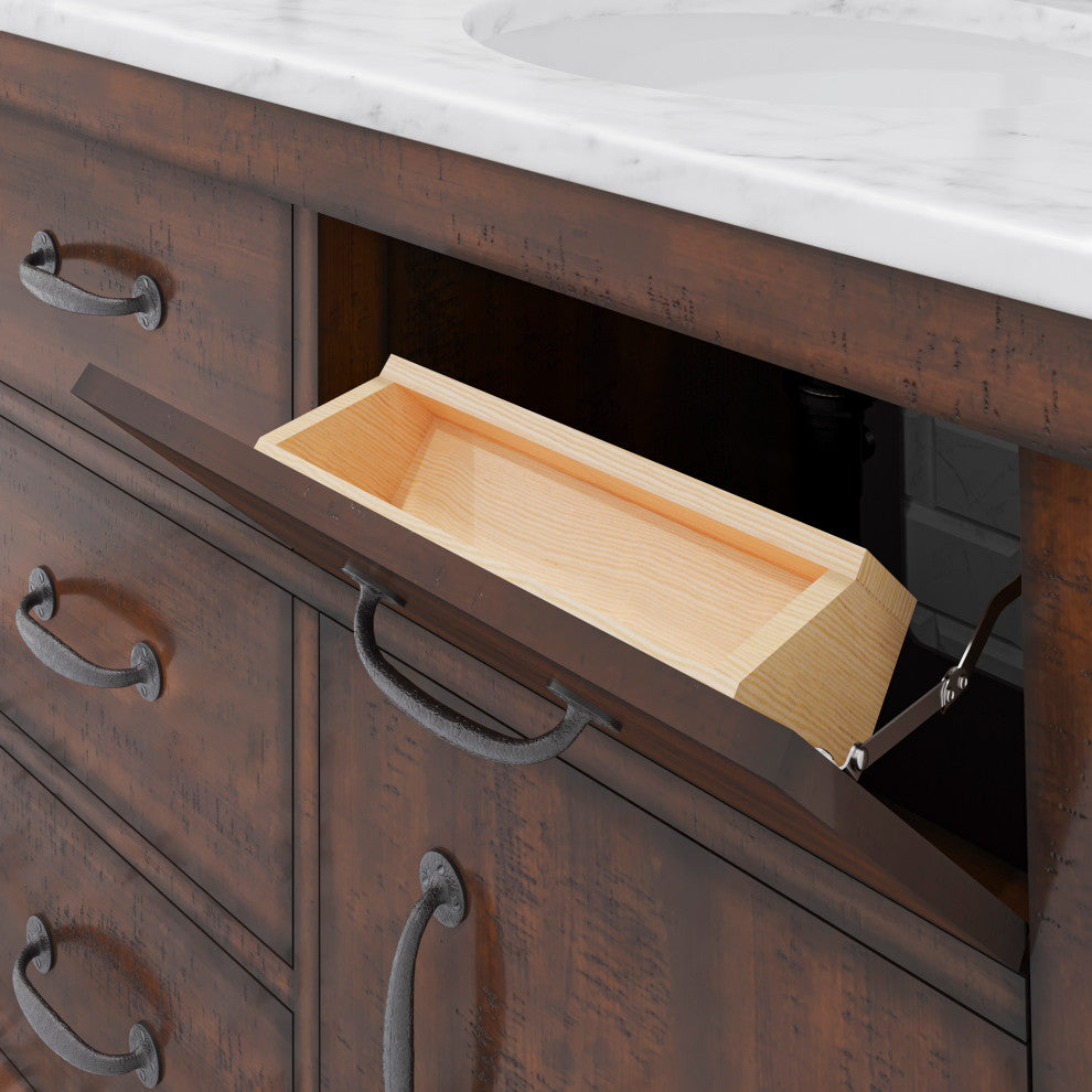 Aberdeen Carrara Marble Countertop Vanity in Rustic Sierra with Mirrors