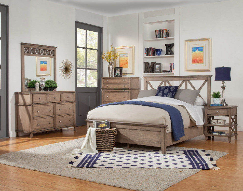 Alpine Furniture Potter Full Size Wood Panel Bed in French Truffle