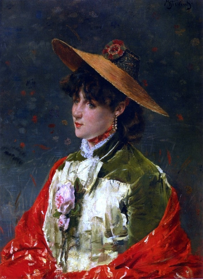 Alfred Emile Leopold Stevens Woman in a Straw Hat Wall Decal Print