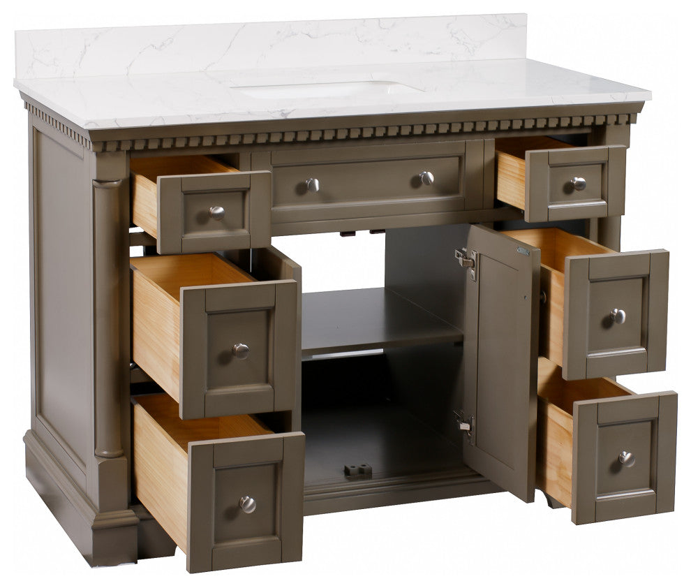 Sydney 48" Bathroom Vanity, Weathered Gray, Engineered Marble