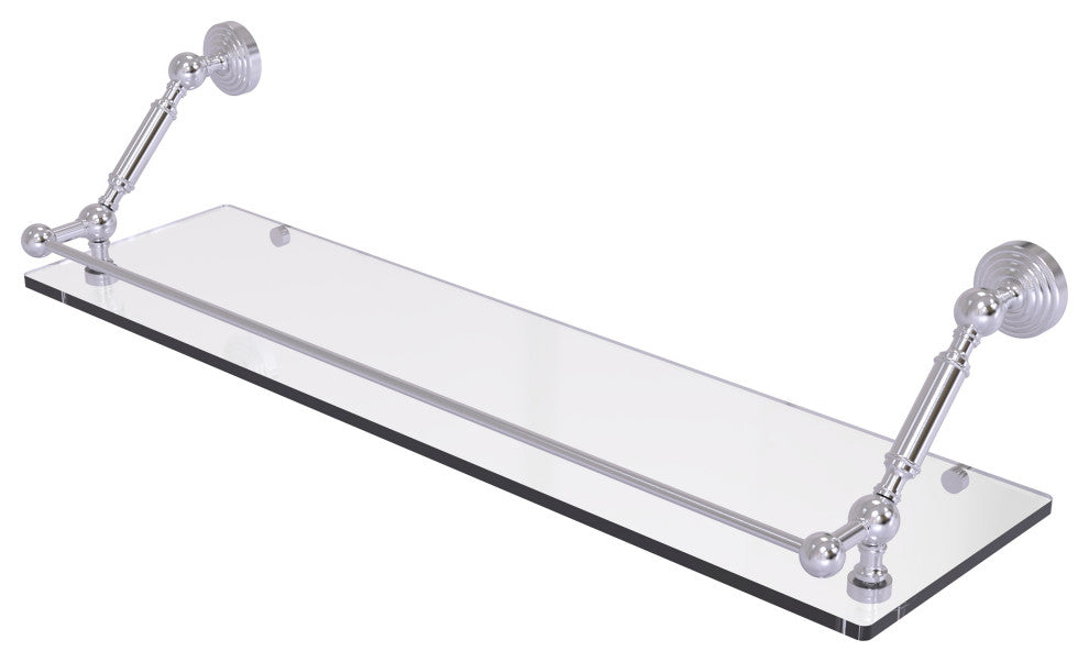 Waverly Place 30" Floating Glass Shelf with Gallery Rail, Satin Chrome
