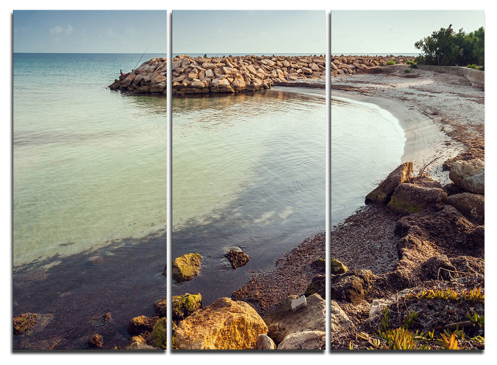 "Little Lagoon With Fishermen Africa" Metal Wall Art, 3 Panels, 36"x28"