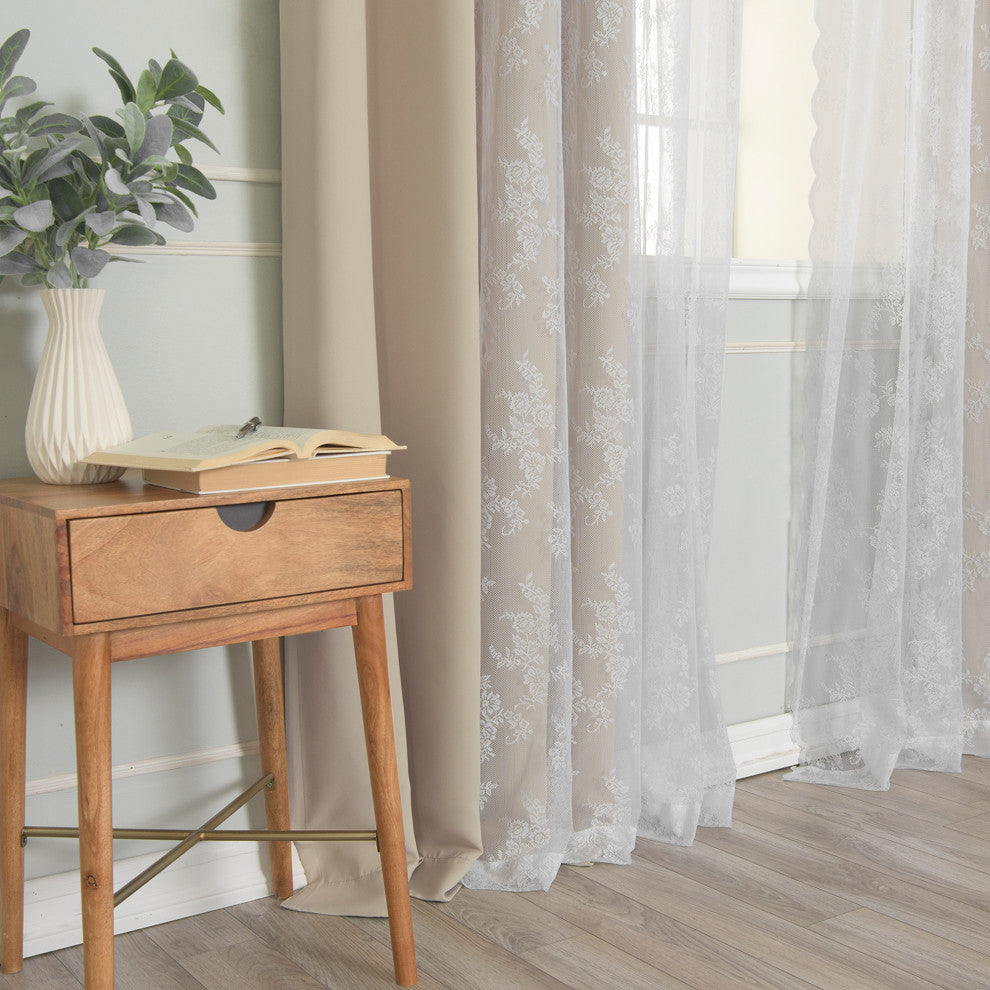 Rose Sheers and Blackout Curtains, Beige, 52"x96"