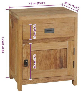 vidaXL Bedside Cabinet Solid Teak Colonial Rustic Nightstand Drawer Side Table