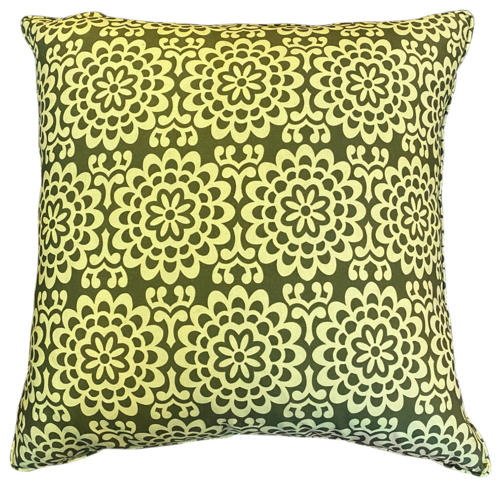 Green Flower Print Down Pillow