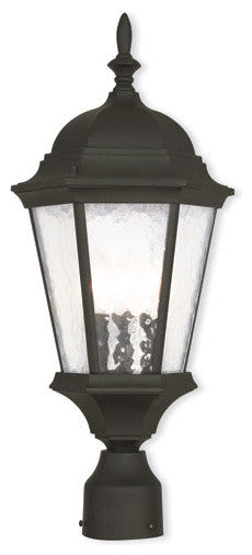Outdoor Post-Top Lantern With Clear Water Glass, Textured Black