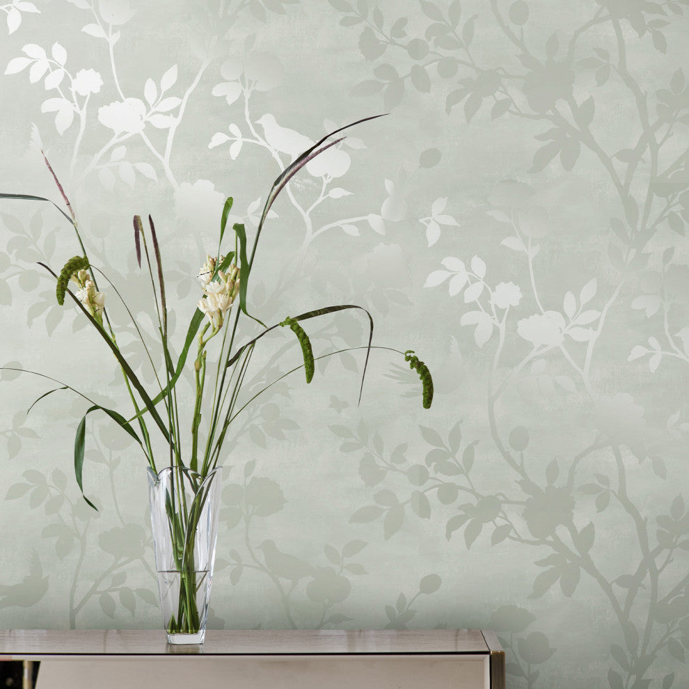 Laura Ashley Eglantine Silhouette Wallpaper, Eau De Nil