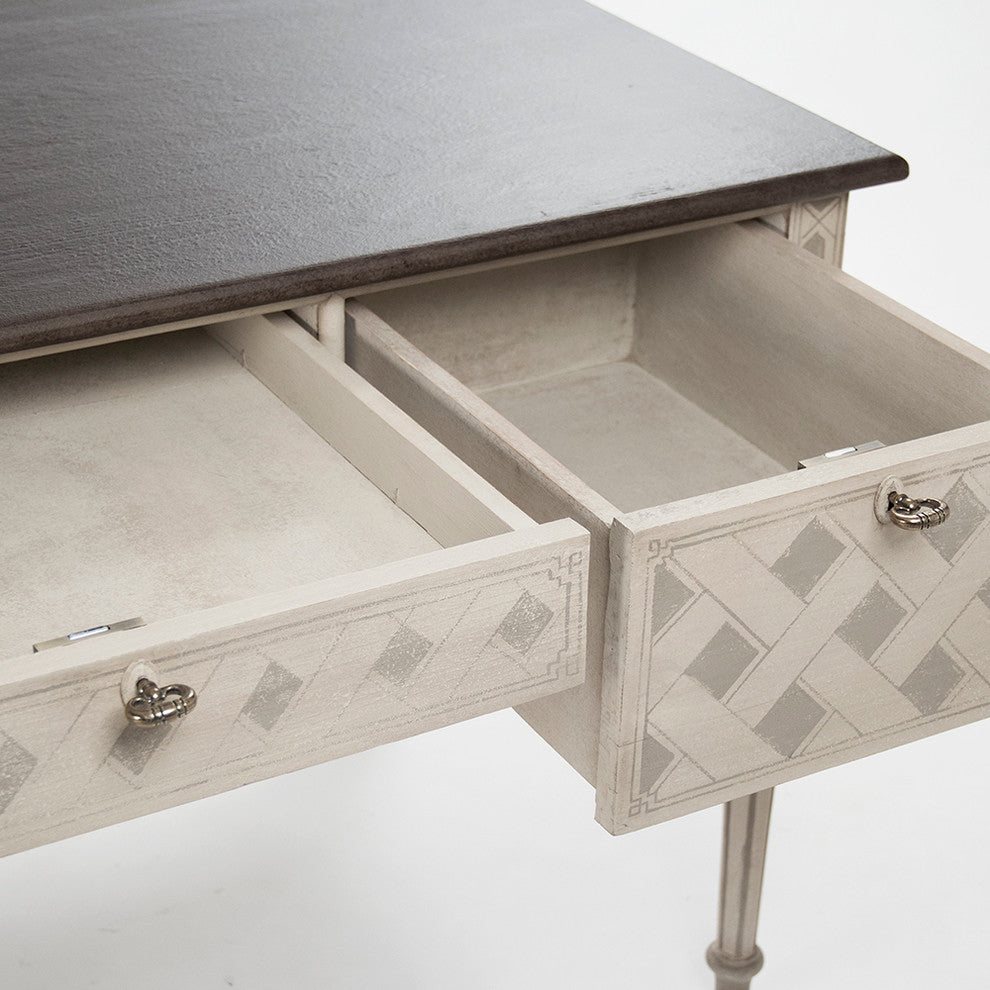 Sergei Desk, Chocolate Brown Top/Taupe and Gray Base