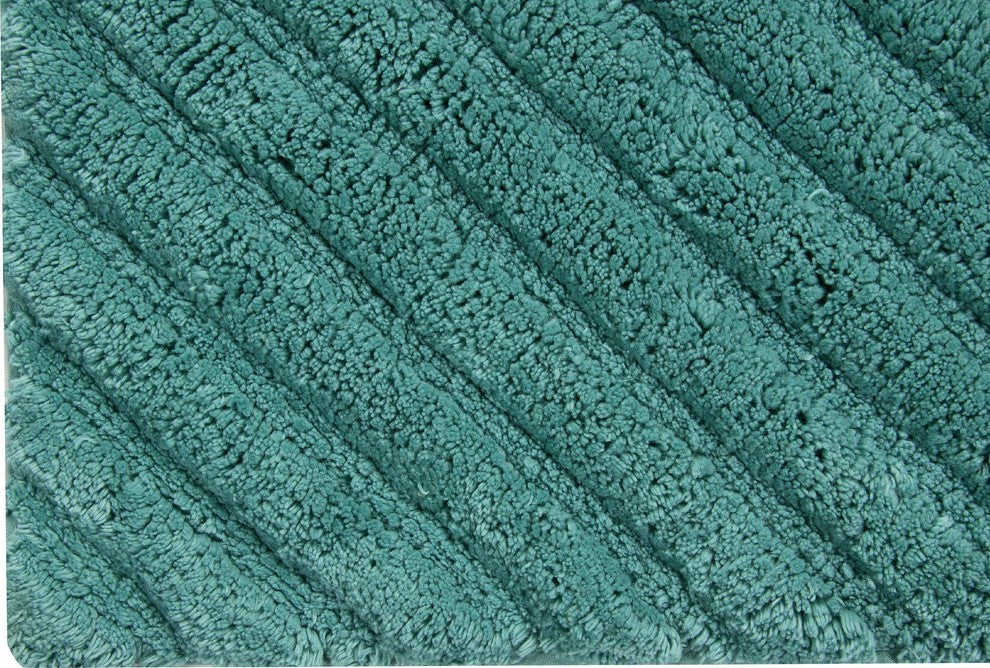 Bath Rug Cotton, 2 Piece Set, 34"x21" and 36"x24", Arctic Blue, Pattern Neon