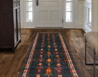 Fine Vintage Distressed Ediz Charcoal/Beige Runner, 3'3x7'5