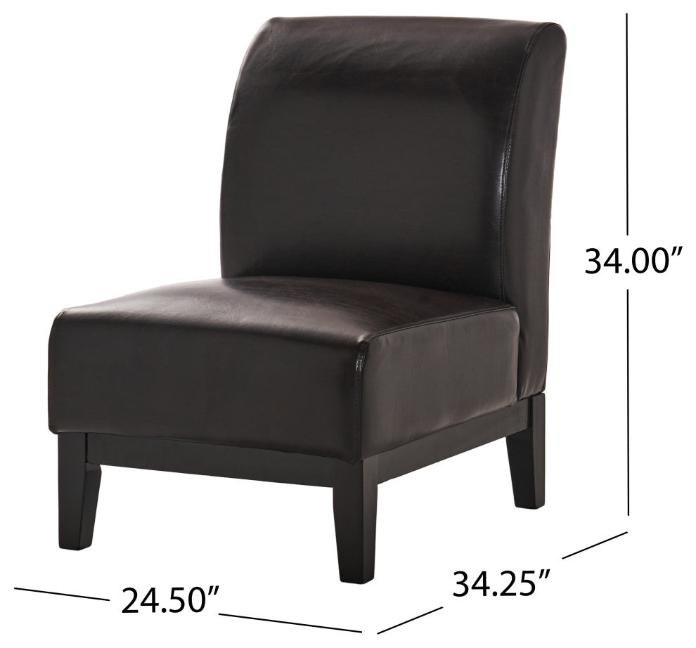 GDF Studio Brakar Brown Leather Armless Chair