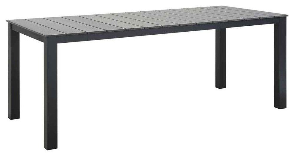Modern Urban Contemporary Outdoor Patio Dining Table, Brown Gray Steel