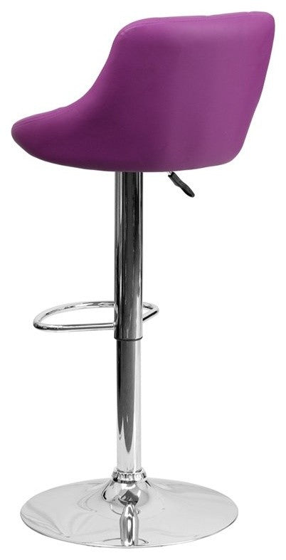 Estella Lily Low-Back Purple Vinyl Swivel Bucket Adjustable Barstool