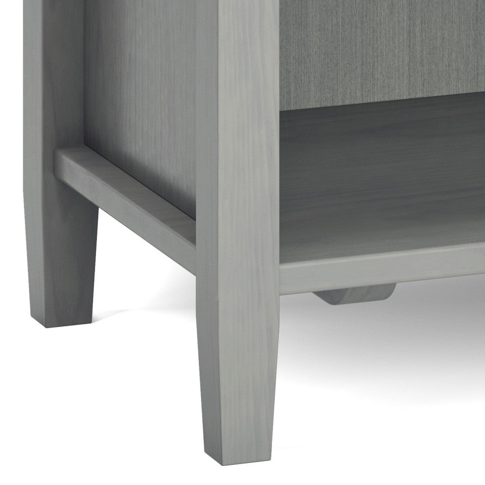 Warm Shaker Solid Wood Bedside Table, Fog Grey
