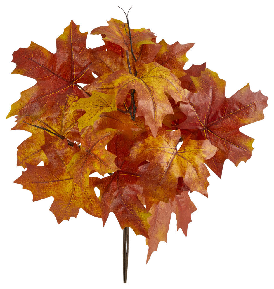 18" Autumn Maple Leaf Artificial Flower, Set of 2