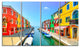 Colorful Burano Island Canal Venice, Landscape Canvas Art, 48"x28", 4 Panels