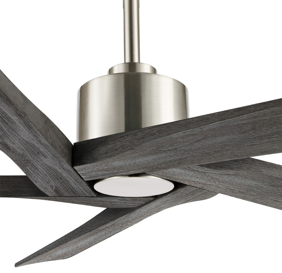 64" Reversible 5-Blade DC Ceiling Fan With Remote Control, Brushed Nickel/Gray
