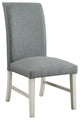 Wooden Side Chair With Gray Fabric Upholstery, Pack of Two